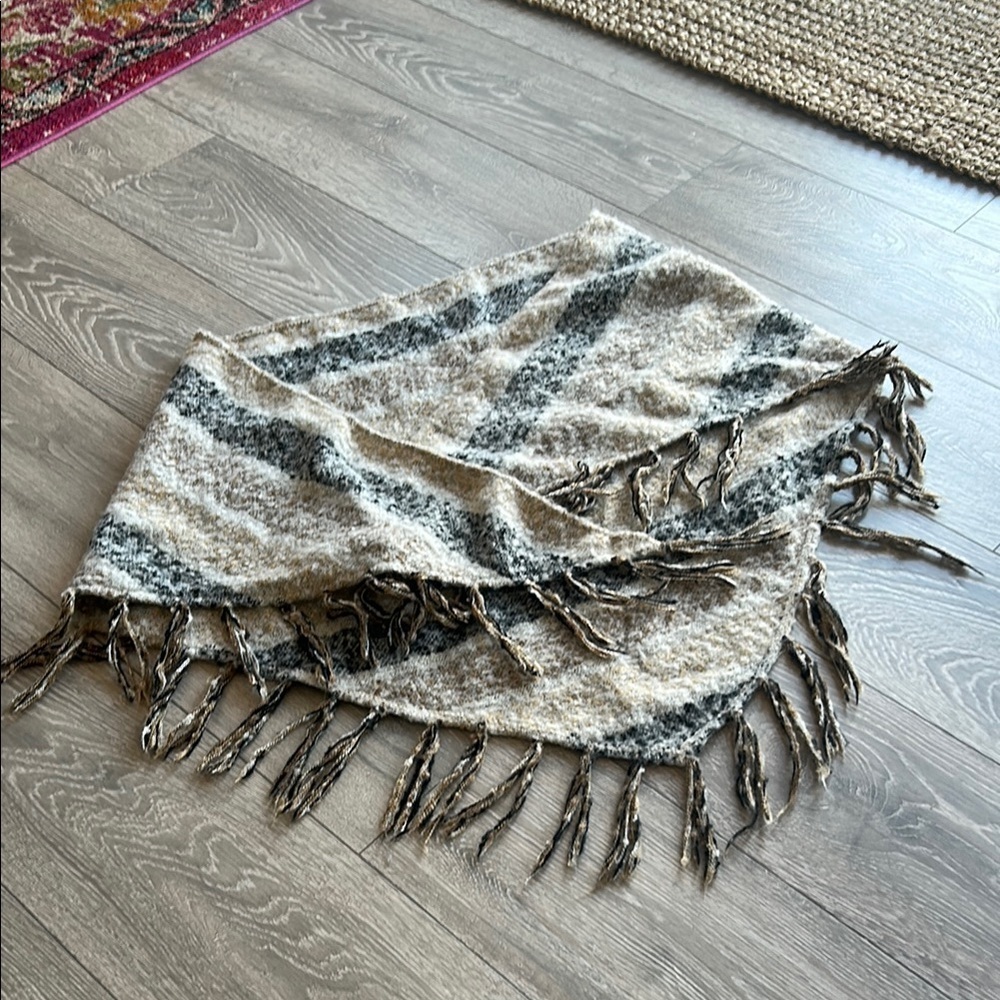 Cozy Striped Fringe Shawl